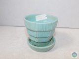 McCoy Pottery Robins Egg Blue Basket Weave Planter Bowl Pot
