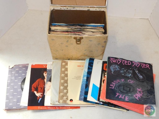 Vintage Storage Box Full of Vinyl Records 45's