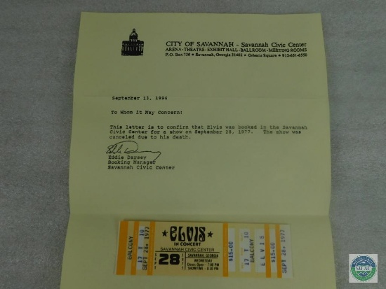 Elvis Presley Post Death Concert Ticket Sept 28 1977