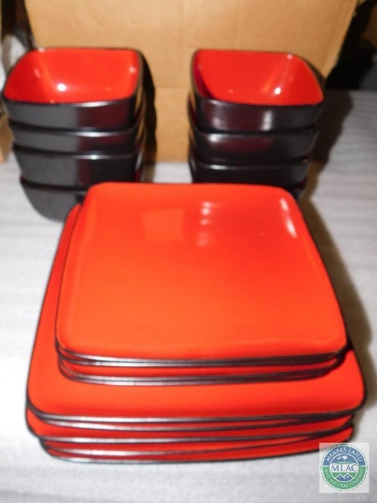 Lot Red & Black Dinnerware by Home Trends