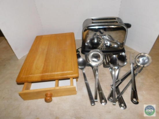 Lot Kitchen Utensils Toaster & Cutting Board Drawer