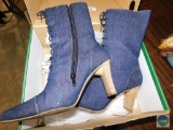 Womens Denim High Heel Boots Size 8