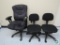 Lot of three rolling office chairs