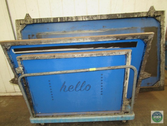 Rolling cart with screens in MC Flock screen print frames
