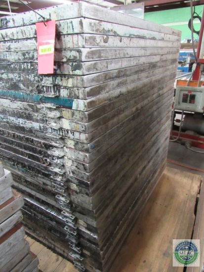 Pallet of 35 aluminum MC Flock screen print frames - 51 x 36.5 inches