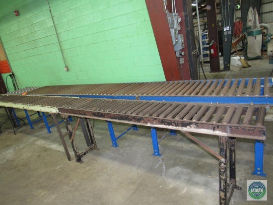 Three sections roller conveyor system with bearing system table