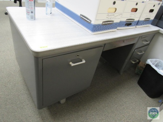 Metal office desk - gray in color