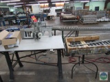 Tagger unit - with dual stitch capability and short roller conveyor section