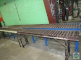 Three sections roller conveyor system with bearing system table