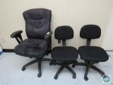 Lot of three rolling office chairs