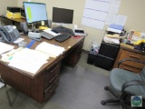 Desk and two two-drawer file cabinets