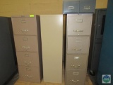 Pallet of three file cabinets and metal shelf cabinet