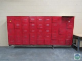 Section of wall lockers - red in color