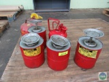 Mixed lot of safety cans and JUSTRITE plunger cans