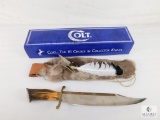 New Colt CTT-800 Large Bowie Knife Stag Handle & Leather With Fur Sheath