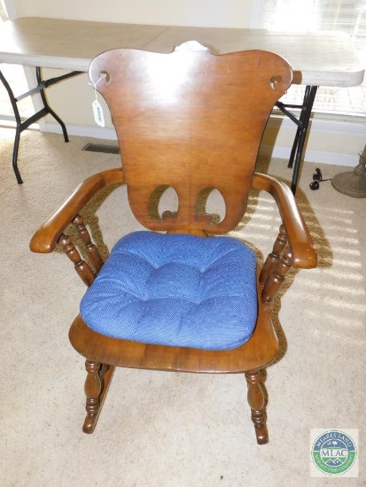 Vintage Rocker Wood Rocking Chair with Cushion