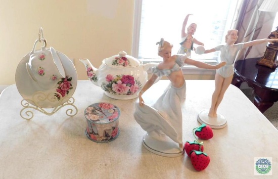 Lot Porcelain Figurines & Collector Teacup & Teapot