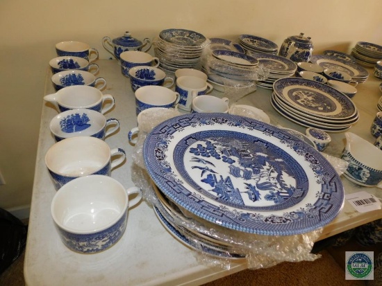 Lot China Dishes Dinnerware Blue & White Made in Japan
