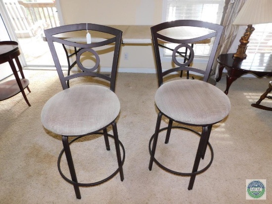 Lot of 2 Barstools Bar Height Metal with Fabric Seats