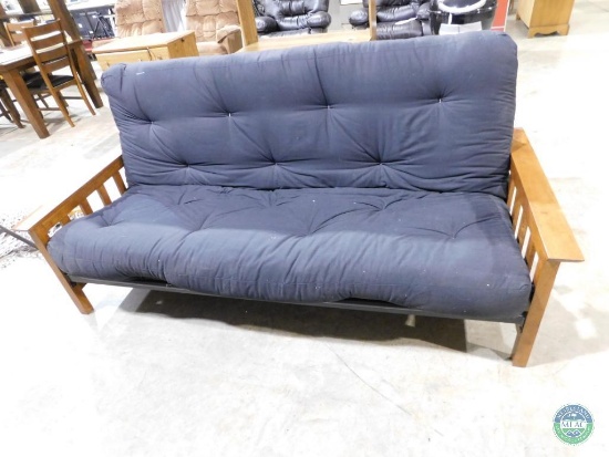 Futon Mission Style Wood with Black Cushion