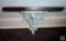 White Washed Scroll Design with Dark Stain Wood Shelf.
