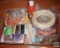 Lot of Craft Supplies & Greeting Cards, Paint, Ribbon, Metal Conchos, Cord, Plastic Figures +