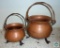 Lot 2 Hammered Copper Pots with Iron Handles