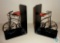 Black metal Vintage Tricycle Bookends Wood Seats