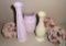 Lot 3 Hand painted Glass Vases & Mason Jar and 3 Beaded Ornament Balls
