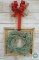 Wood Frame Decorative Christmas Wreath Burlap & Red Bow