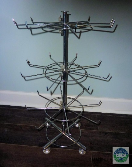 Chrome Finish 3 Adjustable Tier Rotating Display Rack Commercial