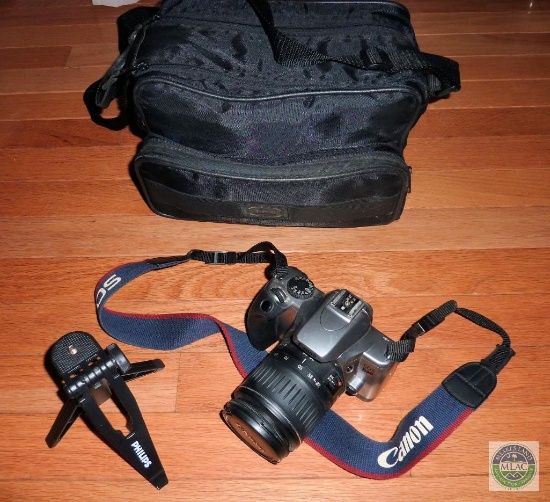 Canon EOS Rebel Camera Digital 35mm with Bag & Tripod