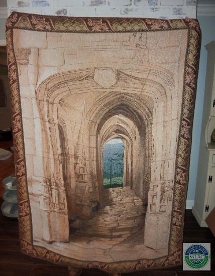 Large 6.5' x 4.5' Tapestry Needle Wall Hanging Roman Garden Gate
