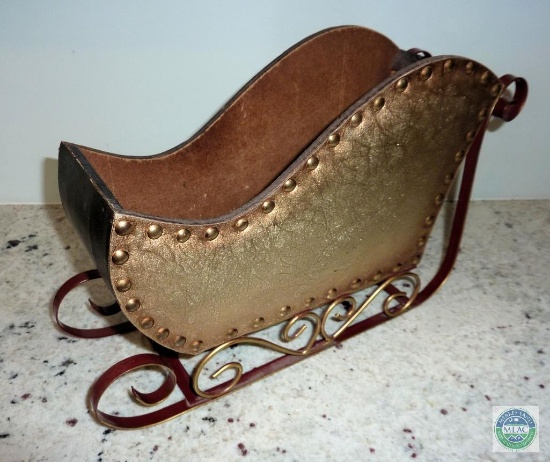 Wood & Metal Decorative Sleigh Centerpiece / Candy Dish
