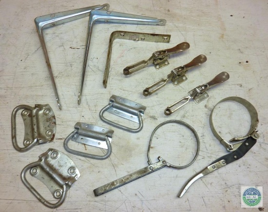 Lot of Hardware Tools L-Brackets D-Ring Pull Handles Toggle Clamps & Filter Wrenches