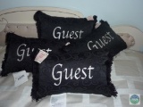 Lot 4 New Guest Accent Pillows Black Embriodered