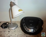 Memorex CD Stereo Radio Player & Flexible Neck Desk Lamp with White Shade