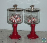 Lot 2 Red Glass Apothecary Style Jars