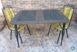 Vintage Retro Table & Chairs Set 60's Vinyl Covered Seats & Metal Legs