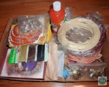 Lot of Craft Supplies & Greeting Cards, Paint, Ribbon, Metal Conchos, Cord, Plastic Figures +