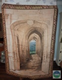 Large 6.5' x 4.5' Tapestry Needle Wall Hanging Roman Garden Gate