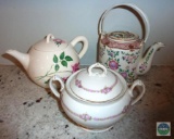 Lot 3 Vintage Porcelain Teapots Chinese Style, Isco Brand and others
