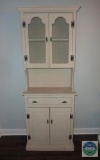 Farmhouse Style Solid Wood Hutch in Distressed Ivory