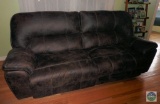 Dual Reclining Sofa Couch Dark Brown Suede like