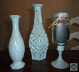 Lot 2 Flower Vases & Apothecary Style Jar