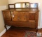 Antique Solid Wood Buffet Table with Mirror Backing