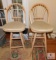 Lot of 2 Swivel Wood Barstool Chairs