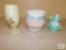 Heavy Jade or Marble Vase Pottery Planter & Avon Bath Oil Jar