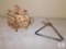 Lot Vintage Cast Iron Ship Lamp & Dinner Bell Triangle