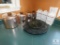 Lot of Copper & Porcelain Canisters & Marble Lazy Susan Tray